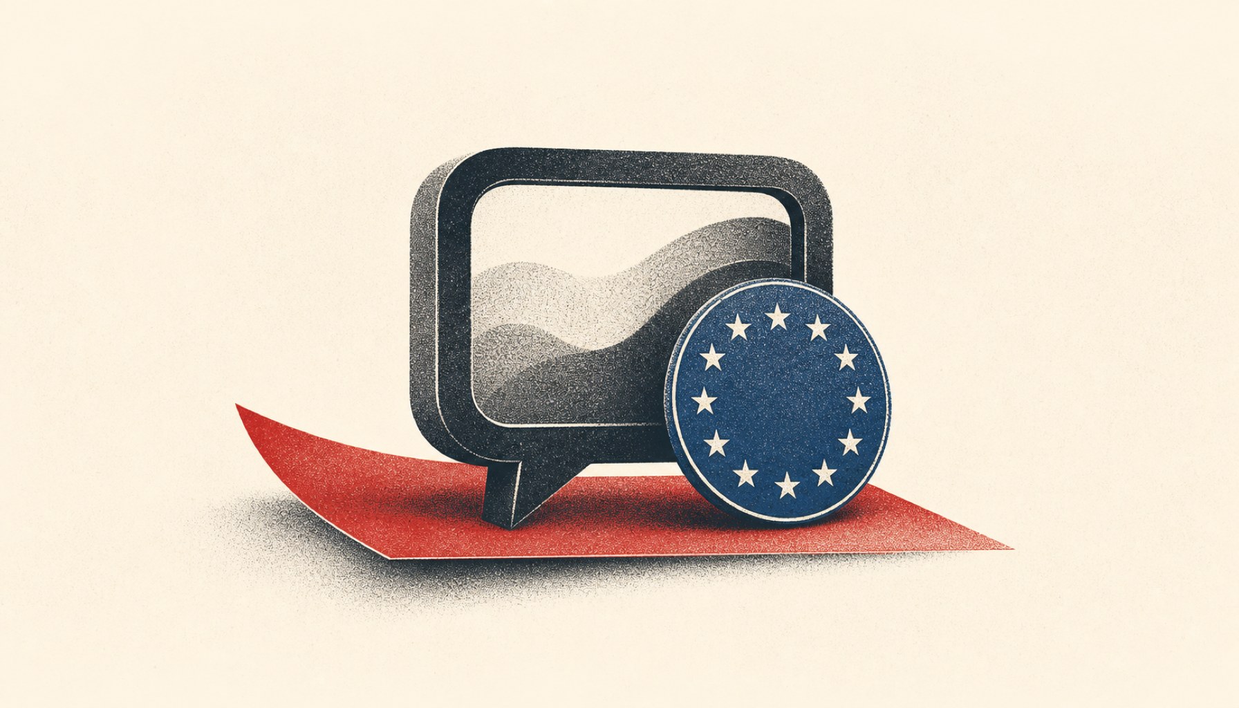 KI-generiertes Beitragsbild: Kennzeichnungspflicht für KI-Inhalte nach dem EU AI Act. Ruhige konzeptuelle Editorial-Illustration auf hellem