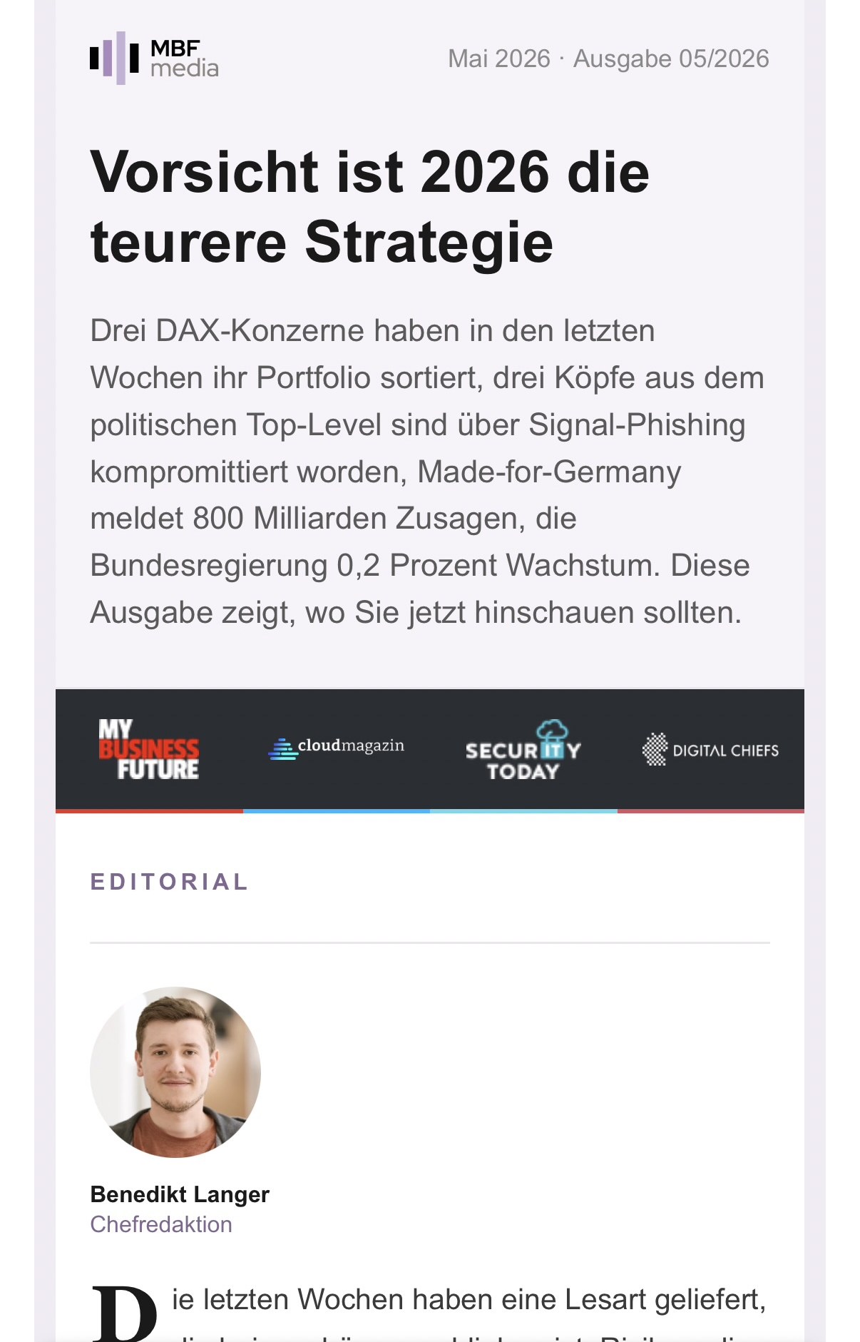 MyBusinessFuture Newsletter - aktuelle Ausgabe