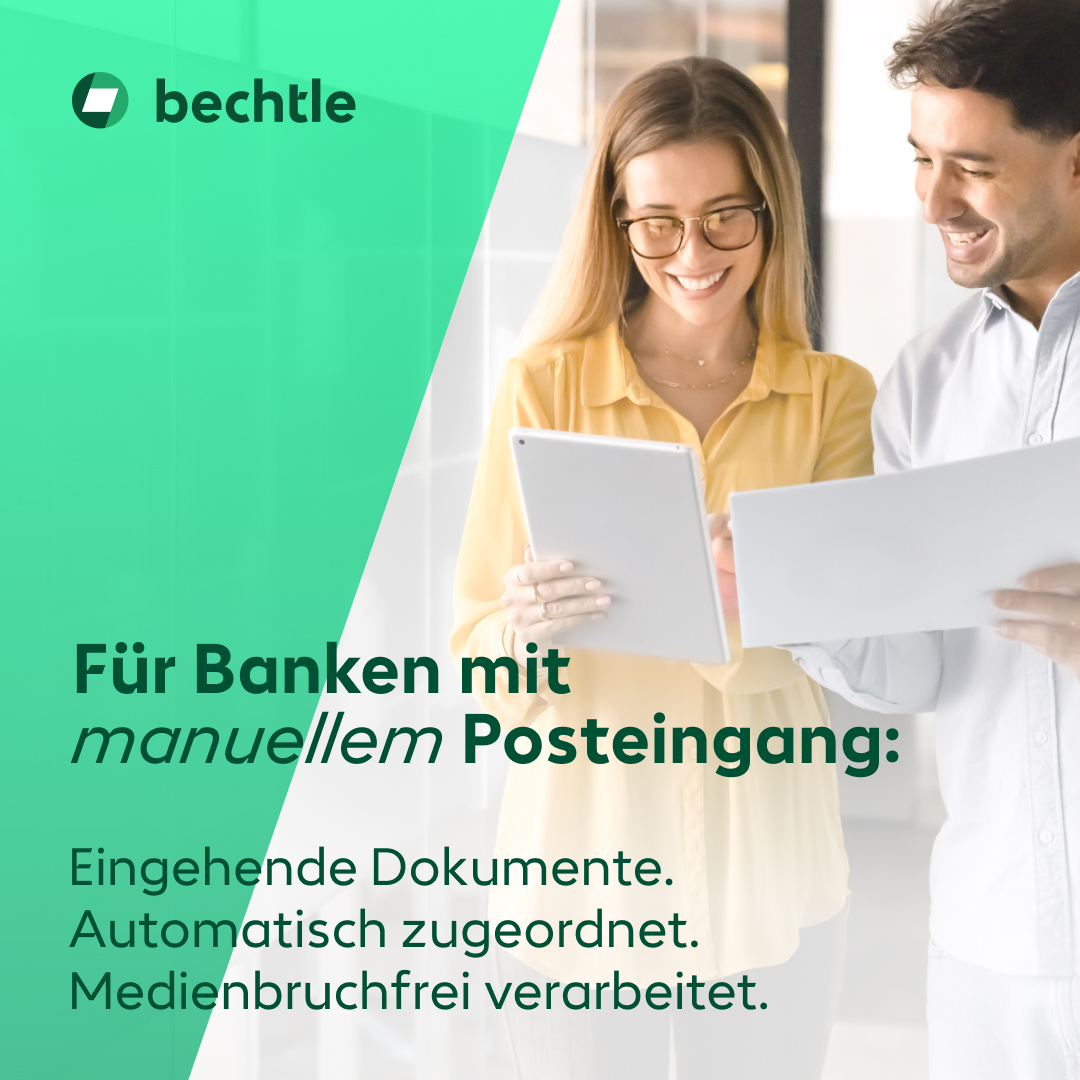 Bechtle Docs Banner zu automatischer Dokumentenzuordnung im Bank-Posteingang