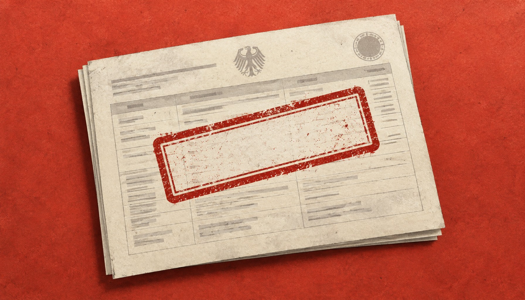 Roter Stempel auf einem Amtsdokument (KI-generiert)
